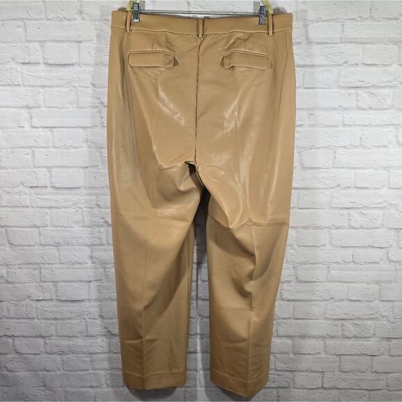 R J.Crew Tan Faux Leather Pants Straight Leg Essential NWT Women's Plus Size 18 - Picture 5 of 10